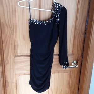 One shoulder rouched  mini dress